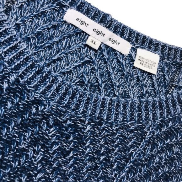 EIGHT EIGHT EIGHT 100% Cotton Marled Knit Sweater Women’s XL Blue Pullover - Picture 6 of 9
